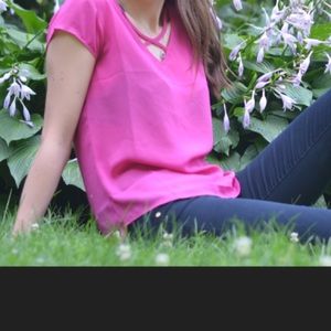Bright pink blouse
